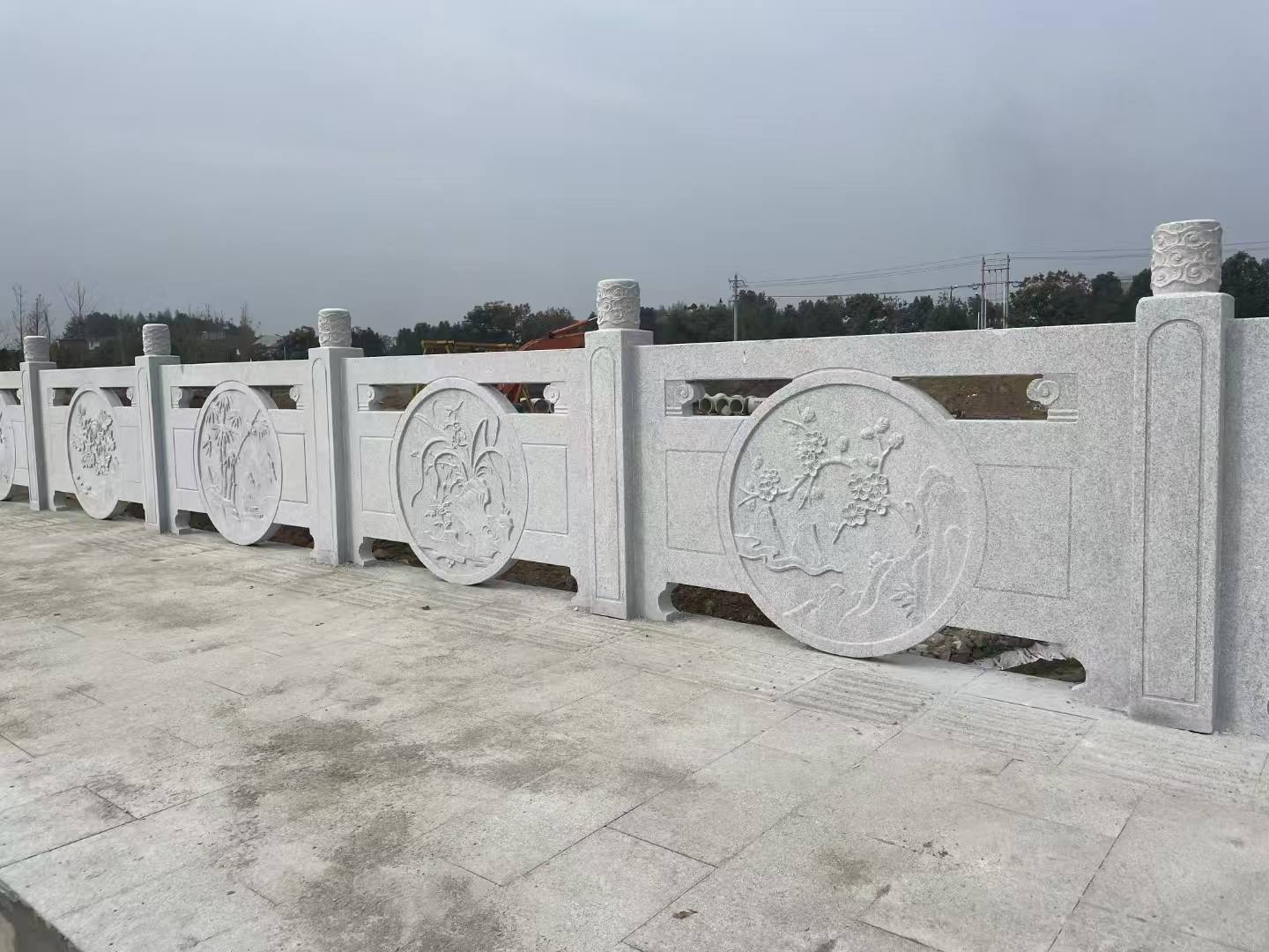 南通芝麻白河道栏杆 石材栏杆
